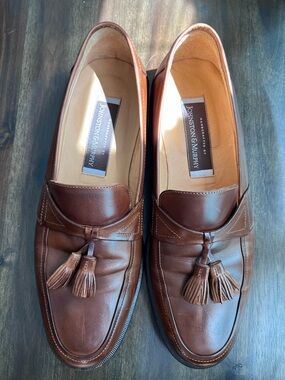 Johnston & Murphy Handcrafted in Italy Brown Leather Tassel Loafers 10 M